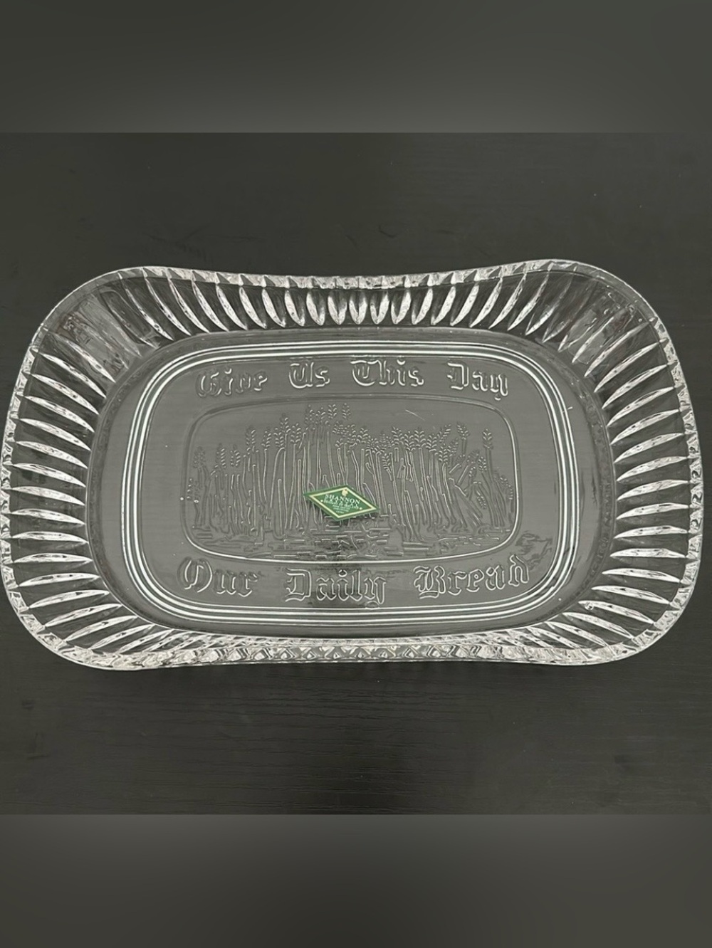 Shannon Crystal Ireland Handcrafted Lead Crystal Give Us This Day Bread Tray